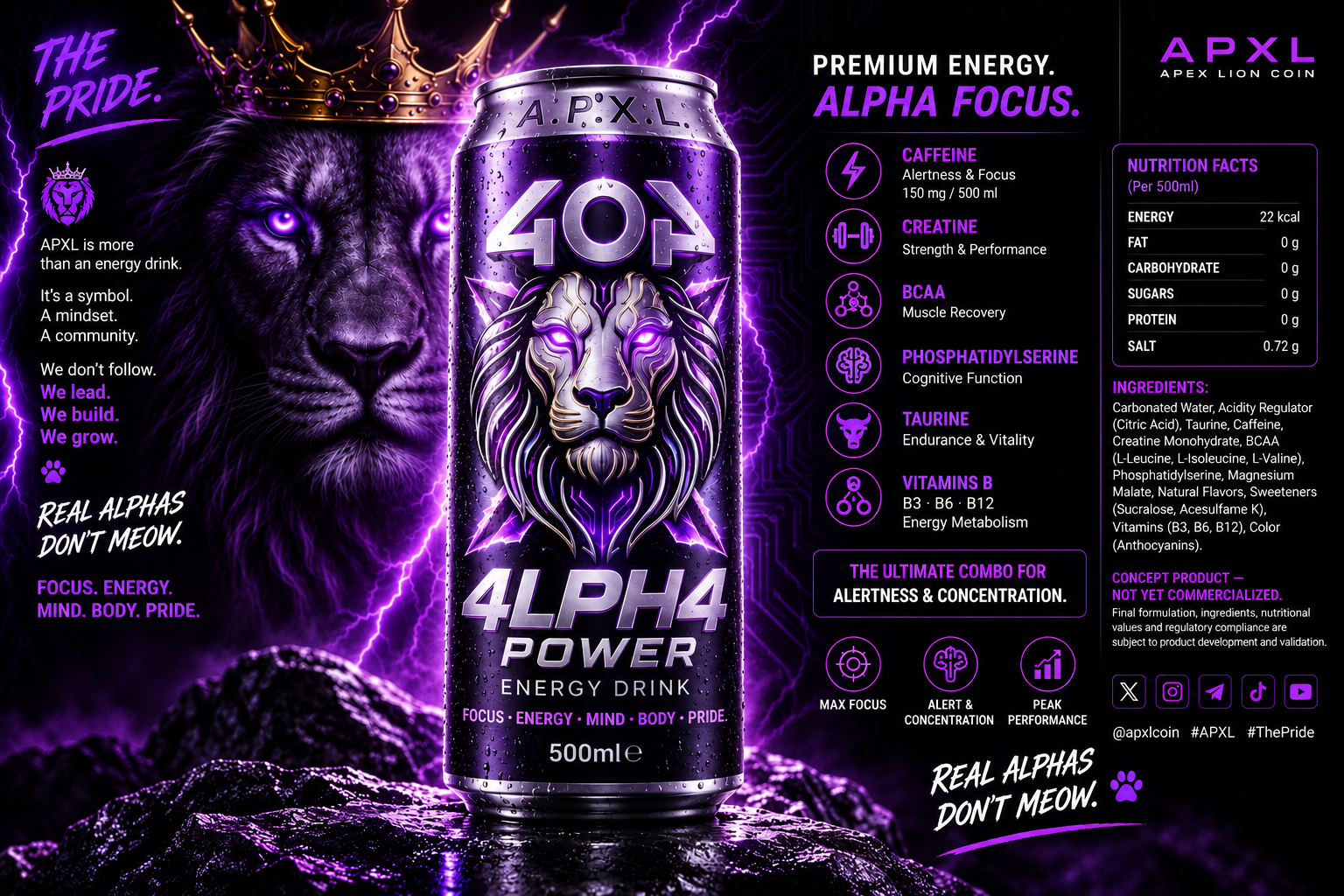 4LPH4 POWER concept energy drink artwork